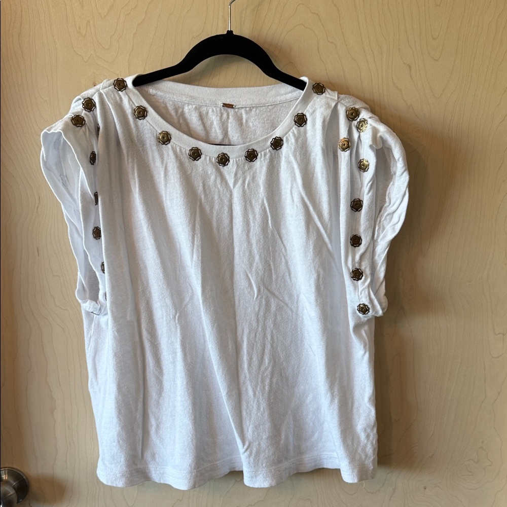 White Embellished Short Sleeve Women’s Top